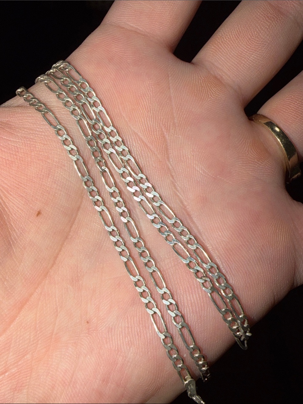 Classic Figaro Link Necklace in solid Silver 20”